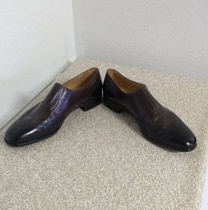 Gravati Italy Black Brown Leather Wingtip Slipons